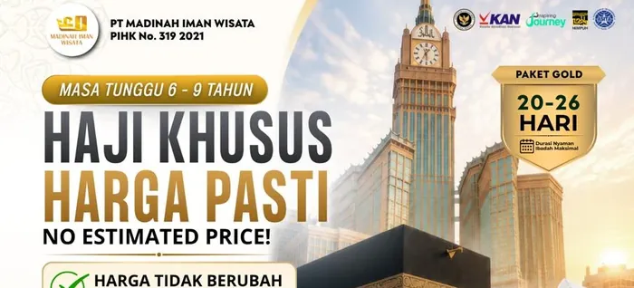 Brosur resmi MIW Haji Khusus paket Gold mulai USD 13.500