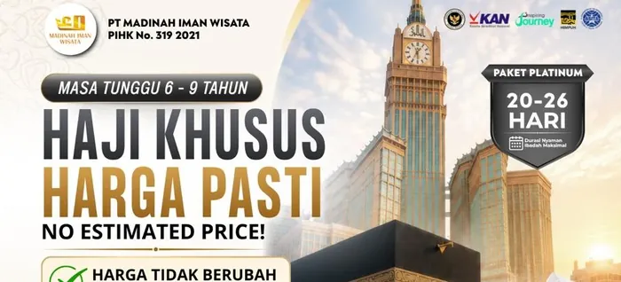Brosur resmi MIW Haji Khusus paket Platinum mulai USD 17.500